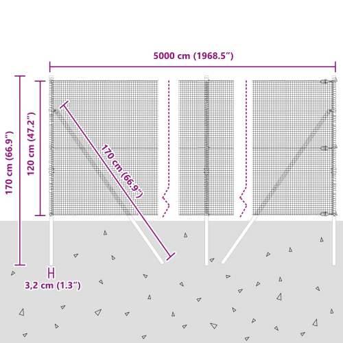 Zavarena Žičana Ograda s 13 Stupova 1,2x50 m Pocinčani Čelik Cijena