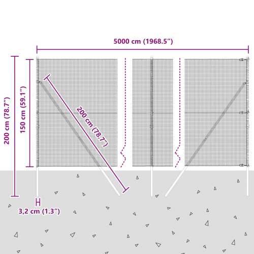 zavarena žičana ograda s 13 stupova 1.5x50 m pocinčani čelik Cijena