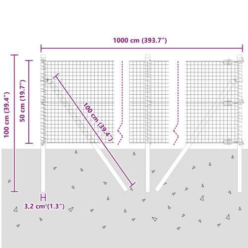 Set drvenih stupova Set od 2 Zelena Metal 10 x 0.5 m Izdržljivo Cijena