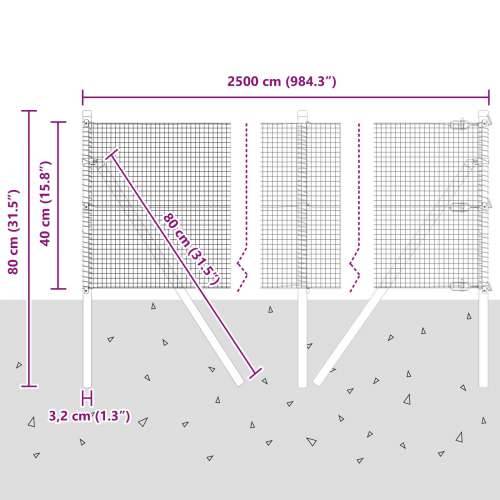 zavarena žičana ograda s 13 postova Zelena 0.4x25 m Čelik Cijena