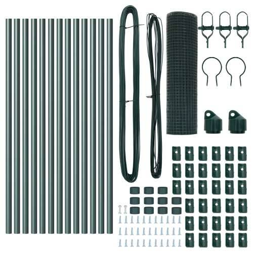 Set stupova za ograde Set od 2 Zelena Metal 25 x 0.5 m Izdžljiv Cijena
