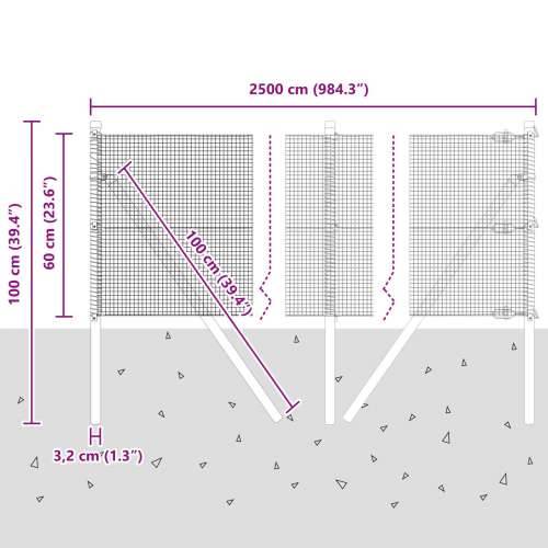 zavarena žičana ograda s 13 stupova Zelena 0.6x25 m Čelik Cijena