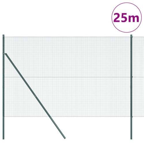 zavarena žičana ograda s 13 stupova, zelena 1.5x25 m, čelik Cijena