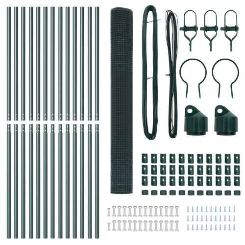 Set stupova ograde Set od 2 Zeleni Čelik s prašnim premazom Cijena