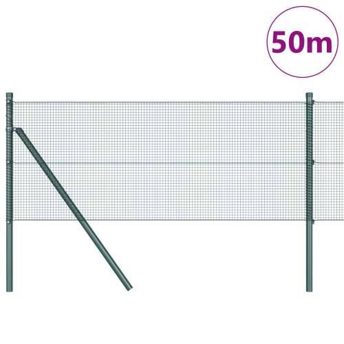 zavarena mrežasta ograda sa 13 stubova, zelena 0,4x50 m, čelik Cijena