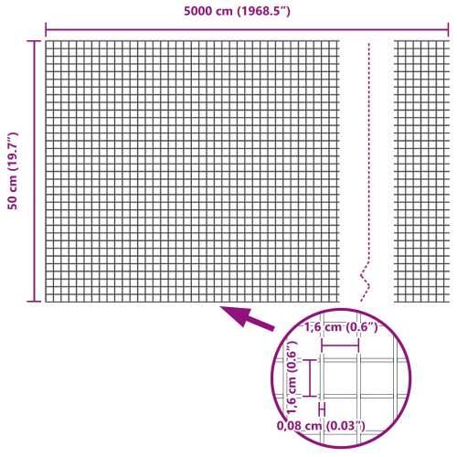 Zavarena žičana ograda s 13 stubova Zelena 0.5x50 m Čelik Cijena