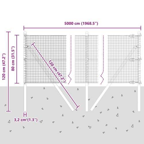 Zavarena žičana ograda s 13 stupova Zelena 0.8x50 m Čelik Cijena