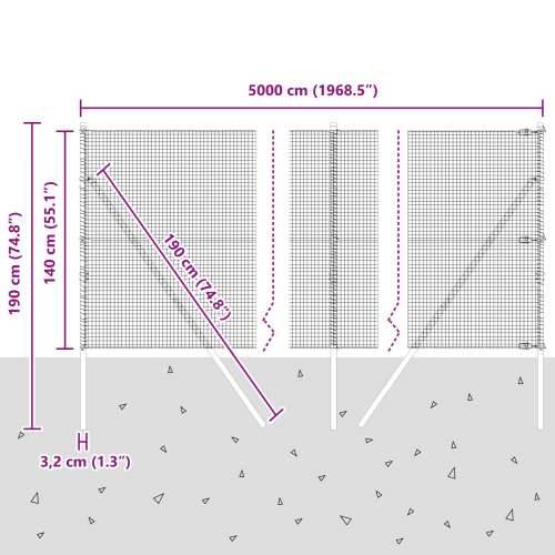 zavarena žičana ograda s 13 stupova Zelena 1.4x50 m Čelik Cijena