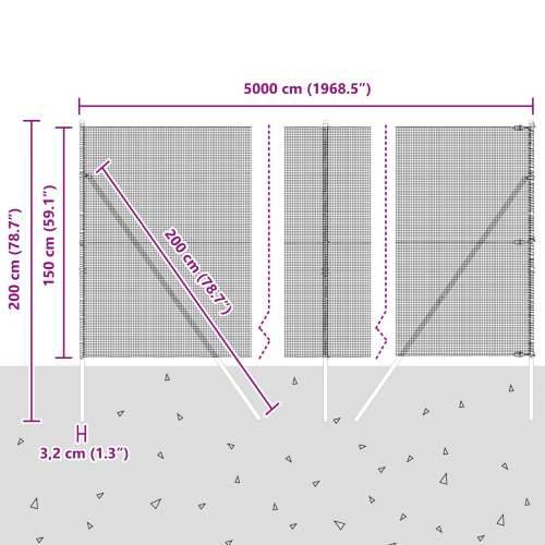 zavarena žičana ograda s 13 stupova Zelena 1.5x50 m Čelik Cijena