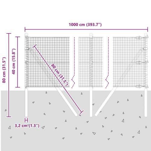 Zavarena Ograda s 7 Stupova Siva 0.4x10 m Čelik Cijena