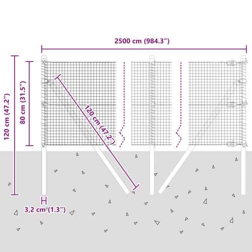 Zavarena žičana ograda s 13 stupova siva 0.8x25 m čelik Cijena