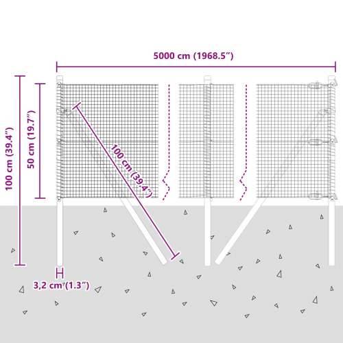 zavarena žičana ograda s 13 stupova Siva 0.5x50 m Čelična Cijena