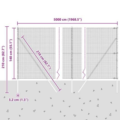 zavarena žičana ograda s 7 postova siva 1.4x50 m čelik Cijena