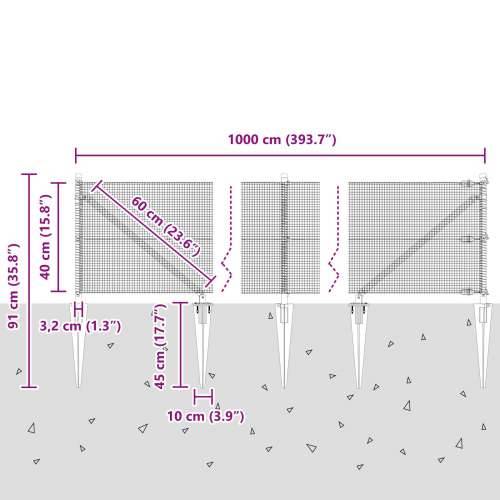 zavarena žičana ograda s 7 šiljatih postova 0.4x10 m pocinčana čelika Cijena