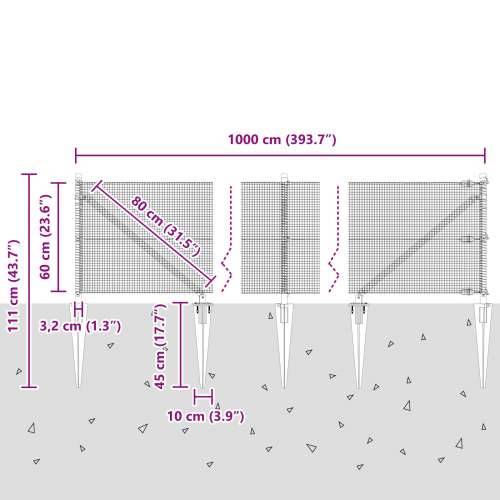 Zavarena Žičana Ograda s 7 Šiljatih Stubova 0.6x10 m Cinkovani Čelik Cijena