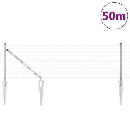 Zavarena žičana ograda s 13 špicastih postova 0.6x50 m Pocinčani čelik Cijena