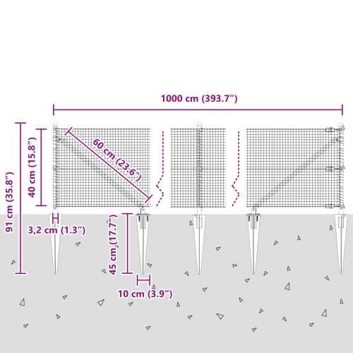 zavarena žičana ograda s 7 šiljastih postova zelena 0.4x10 m čelik Cijena