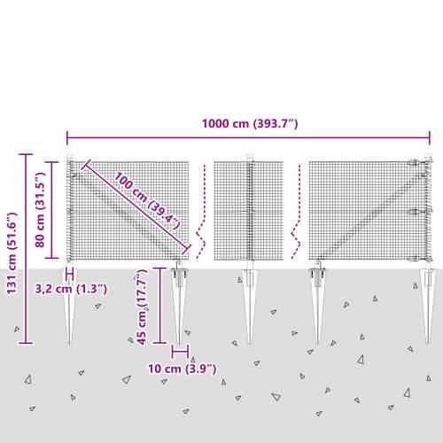Zavarena žičana ograda sa 7 šiljaka Zelena 0,8x10 m čelik Cijena