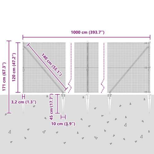 Zavarena Žičana Ograda s 7 Šiljatih Stupova Zelena 1.2x10 m Čelik Cijena