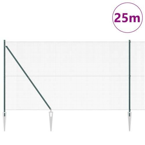 Zavarena žičana ograda s 13 šiljatih stupova Zelena 1,5x25 m Čelik Cijena