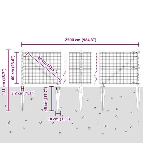 zavarena žičana ograda s 13 šiljaka Siva 0.6x25 m Čelik Cijena