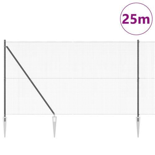 zavarena žičana ograda s 13 šiljatih stubova siva 1.6x25 m čelik Cijena
