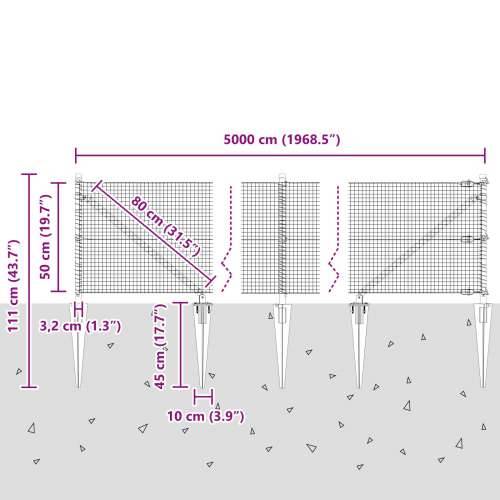 Zavarena žičana ograda s 13 šiljaka Siva 0.5x50 m Čelik Cijena