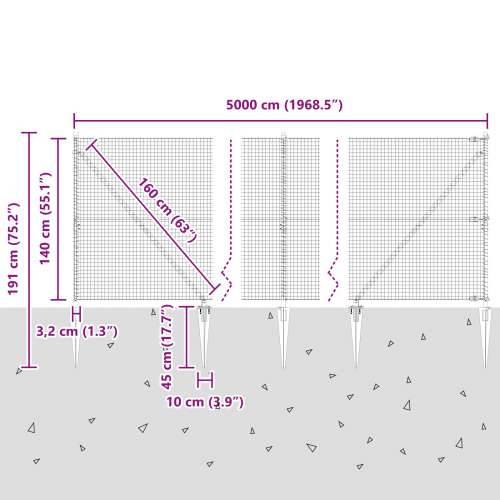 zavarena žičana ograda s 13 šiljaka Siva 1.4x50 m Čelična Cijena