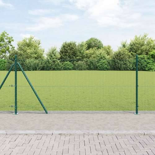 Zavarena Žičana Ograda s 7 Postova s Flangama Zelena 0.8x10 m Čelik Cijena