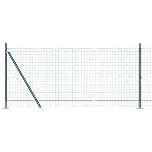 Zavarena Žičana Ograda s 7 Postova s Flangama Zelena 0.8x10 m Čelik Cijena