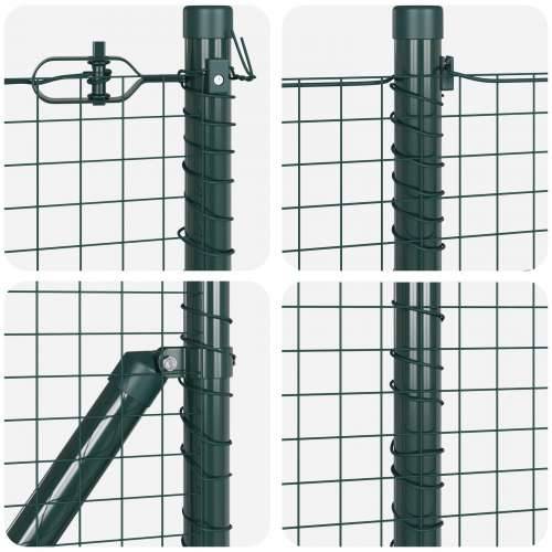 Zavarena Žičana Ograda s 7 Postova s Flangama Zelena 0.8x10 m Čelik Cijena