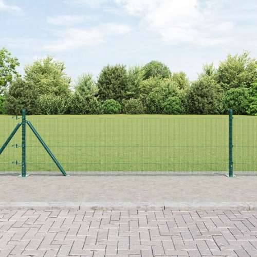 zavarena žičana ograda s 13 stupova s prirubnicom Zelena 0.6x25 m Čelik Cijena