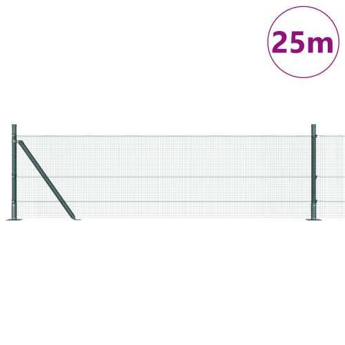 zavarena žičana ograda s 13 stupova s prirubnicom Zelena 0.6x25 m Čelik Cijena