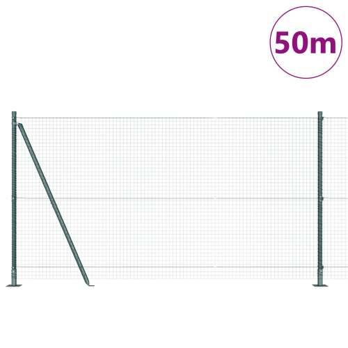 Zavarena Žičana Ograda sa 13 Flanširanih Stupova Zelena 1,2x50 m Čelik Cijena
