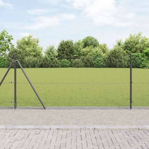 Zavarena žica ograda s 13 prirubničkih stupova Siva 0.8x25 m Čelik Cijena