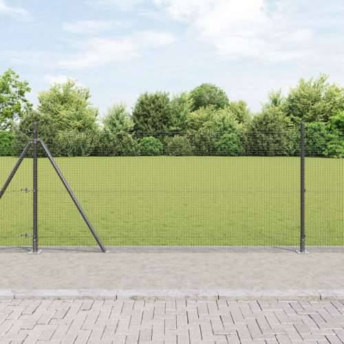 zavarena žičana ograda sa 13 flanged stupova, siva, 0.8x100 m, čelik Cijena