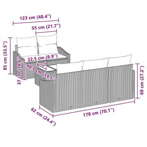 6-dijelni Vrtni Sofa Set s Jastučićima Sivi Poli Ratan Cijena