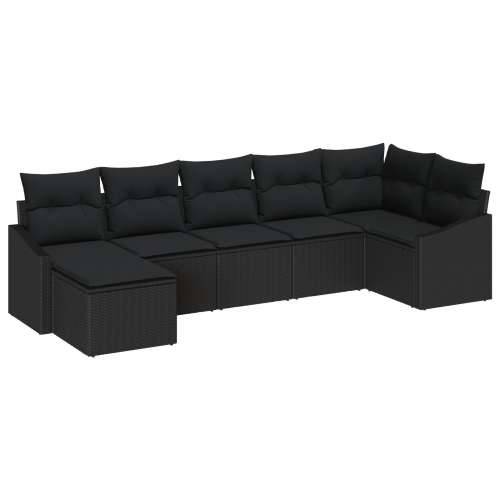 set od 7 dijelova vrtne blagovaonske garniture s jastučićima crni poliratan Cijena