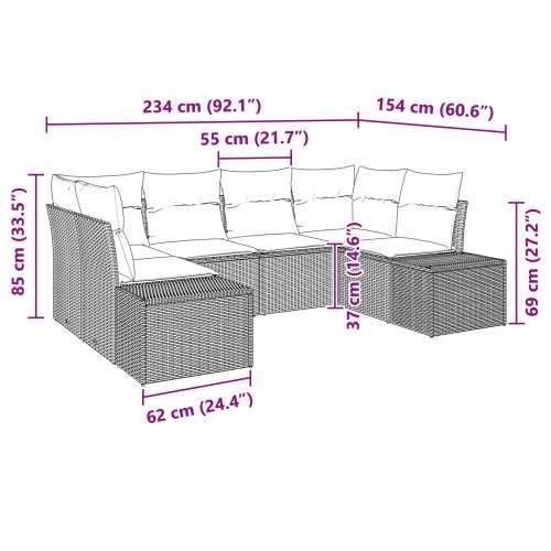 Set od 6 Vrtnih Kauča s Jastučićima Smeđi Poli Ratan Cijena
