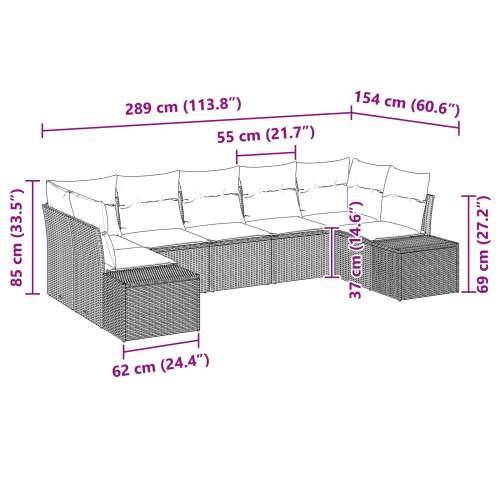 set od 7 vrtnog kauča s jastučićima crnog poli ratana Cijena