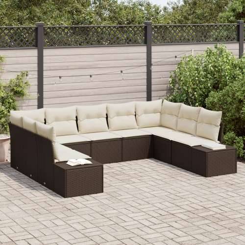 9 dijelni vrtni sofa set s jastučićima smeđa poli ratan Cijena