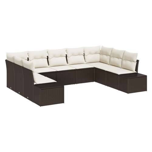 9 dijelni vrtni sofa set s jastučićima smeđa poli ratan Cijena