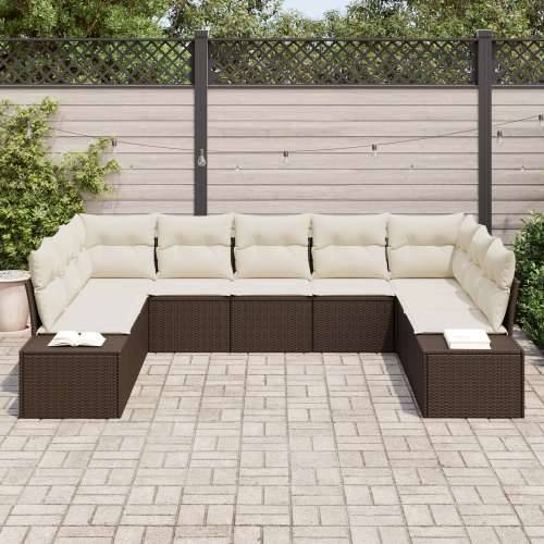 9 dijelni vrtni sofa set s jastučićima smeđa poli ratan Cijena