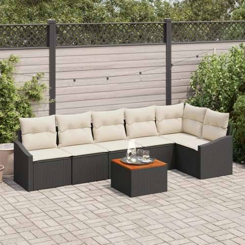 7 komadni vrtni sofa set s jastučićima crni poli ratan akacija Cijena