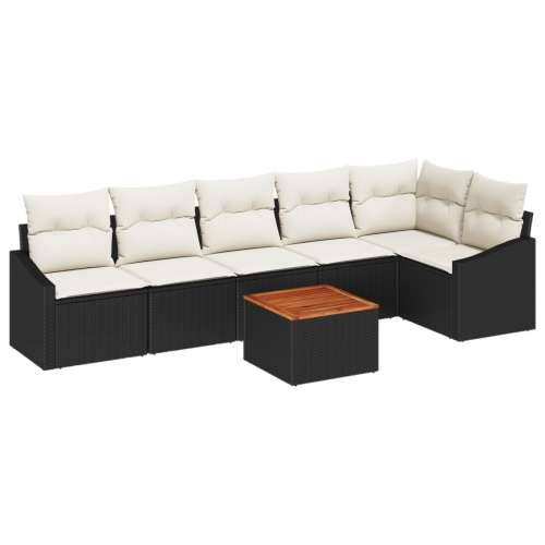 7 komadni vrtni sofa set s jastučićima crni poli ratan akacija Cijena