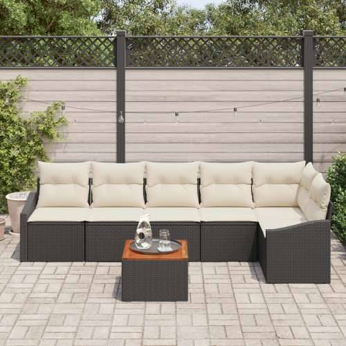 7 komadni vrtni sofa set s jastučićima crni poli ratan akacija Cijena