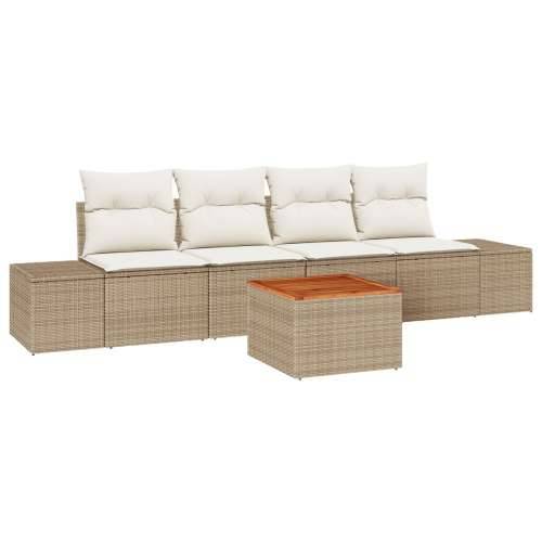 set od 5 vrtnih sofa s jastučićima Bež poli ratan akacija Cijena