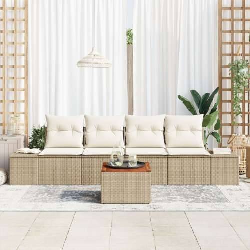 set od 5 vrtnih sofa s jastučićima Bež poli ratan akacija Cijena