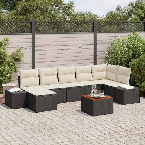 Set vrtnih sofa od 8 dijelova s jastučićima Crni Poly Ratan Akacija Cijena