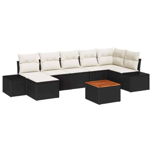 Set vrtnih sofa od 8 dijelova s jastučićima Crni Poly Ratan Akacija Cijena